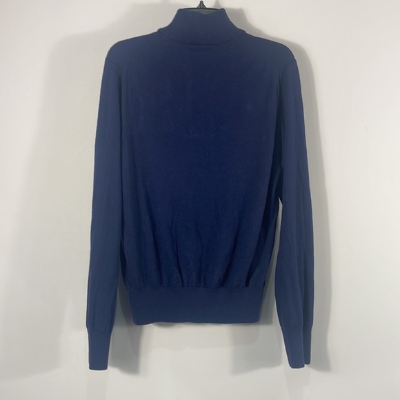 Banana Republic Navy Blue, Quarter Zipper, V neck, Turtleneck, Sweater,  Medium - Picture 2 of 9